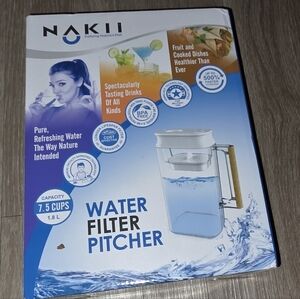 NEW Nakii 1.8L 7.5 Cup Water Filter Pitcher 150 Gallon Filter NFP-100